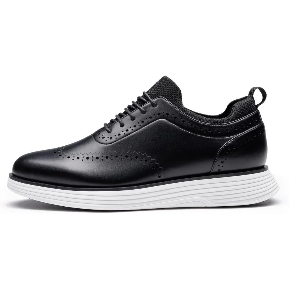 Men's Black Leather Classic Business Formal Casual Wingtip Dress Oxford Shoes